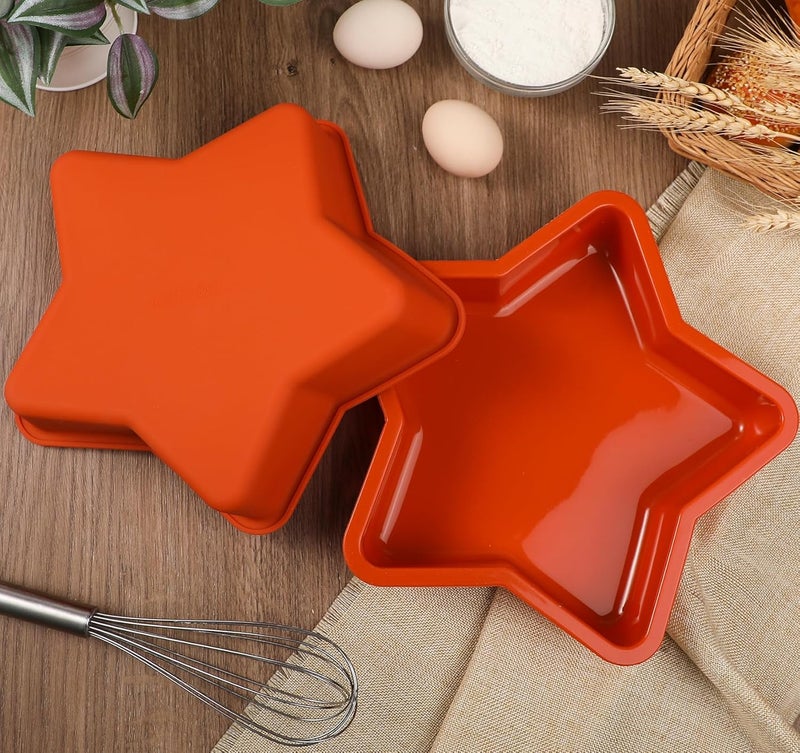 Webake قالب كعكة نجمي من السيليكون 9.5 بوصة كبير غير لاصق على شكل نجمة للخبز، عيد ميلاد، خالي من BPA، مجموعة من 2 - Image 3